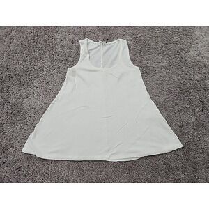 Akemi + Kin A-Line Tank Top Womens XS White Scoop Neck Flared Swing Linen Blend